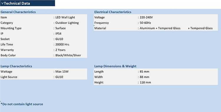EDISUN Exterior Waterproof GU10 Adjustable Wall Light