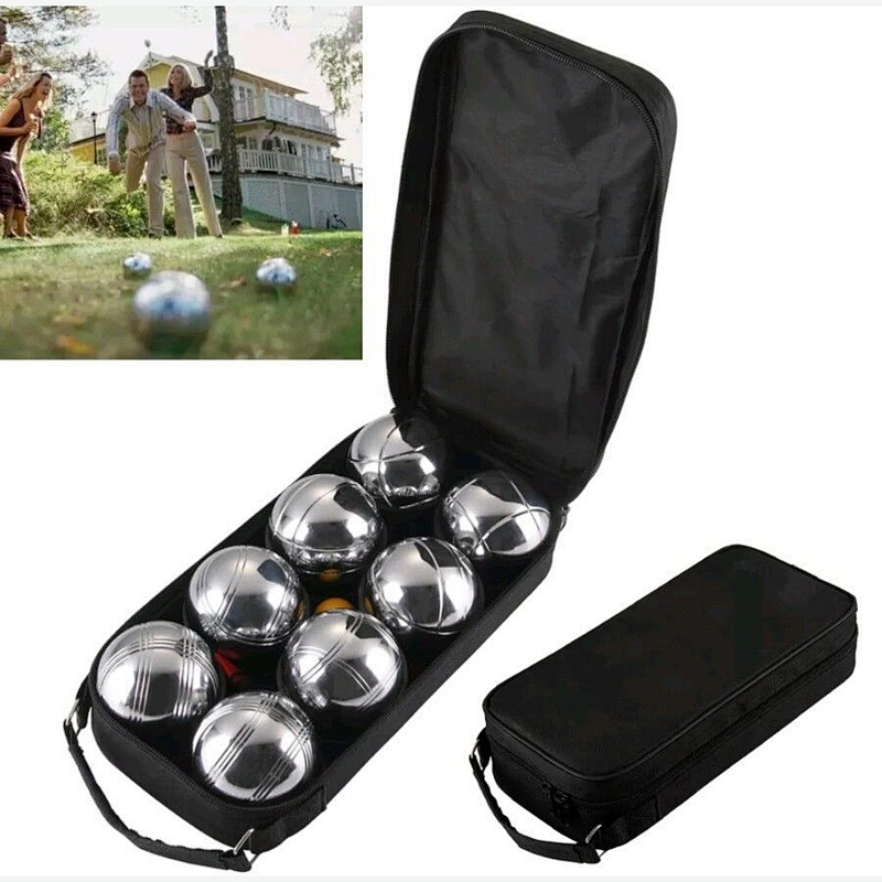 STEEL FRENCH BOULES SET PETANQUE BALLS OUTDOOR GARDEN GAME FREE CARRY 8PCS SET