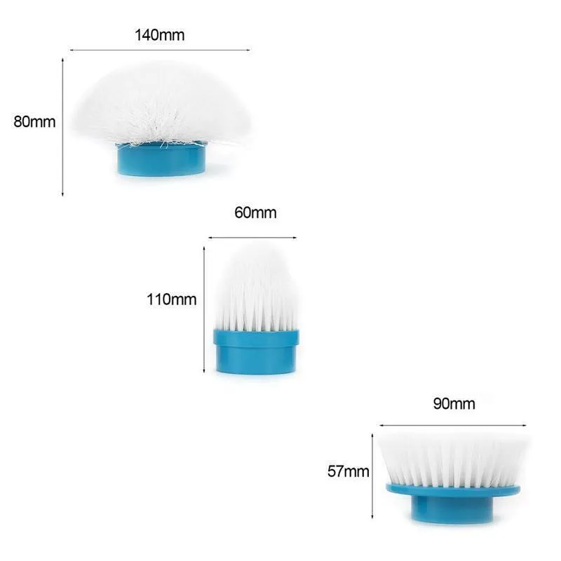 3 Heads Electric Cleaning Brush Head Turbo Scrub Handheld 360° For Multi-Purpose