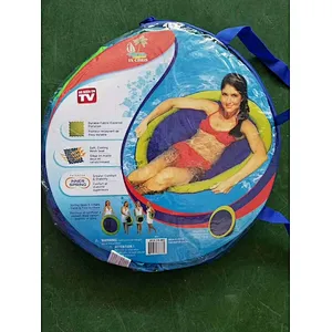 SwimWays Spring Float Papasan - Mesh Float for Pool or Lake - Dark Blue/Light Blue
