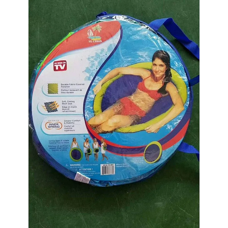 SwimWays Spring Float Papasan - Mesh Float for Pool or Lake - Dark Blue/Light Blue