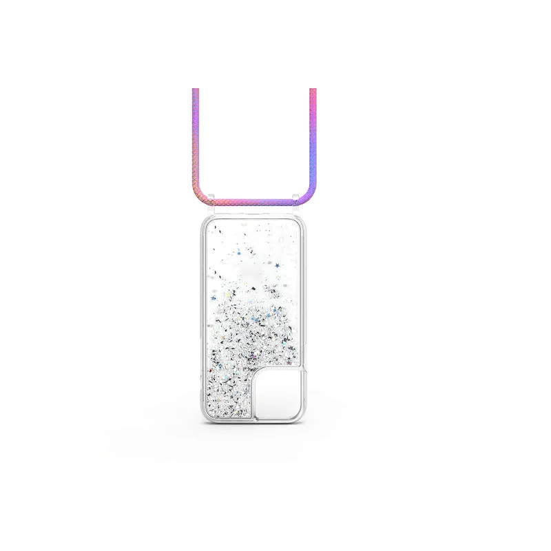 Necklace Strap String Cord Rope & Beautiful Shiny Glitter Dynamic Liquid Unique Phone Case