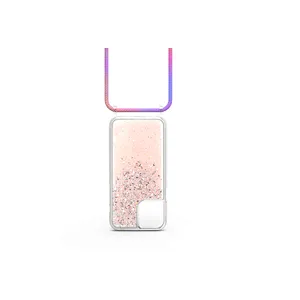 Necklace Strap String Cord Rope & Beautiful Shiny Glitter Dynamic Liquid Unique Phone Case