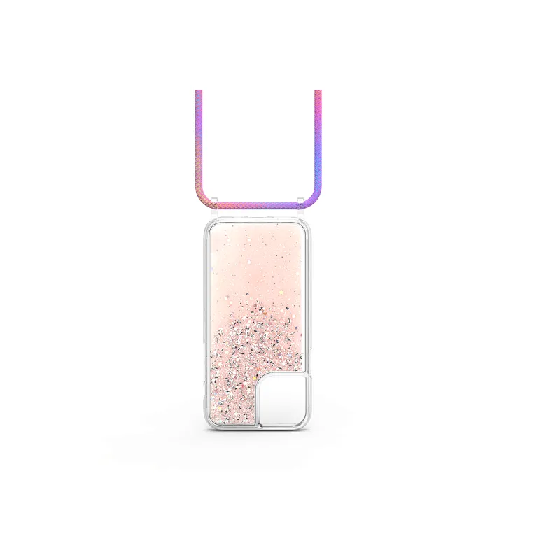 Necklace Strap String Cord Rope & Beautiful Shiny Glitter Dynamic Liquid Unique Phone Case