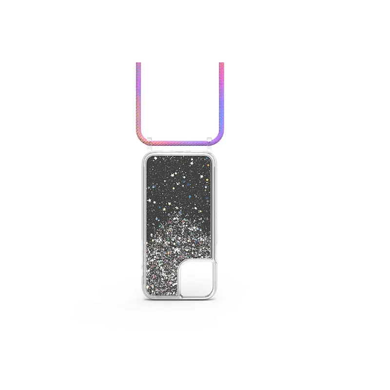 Necklace Strap String Cord Rope & Beautiful Shiny Glitter Dynamic Liquid Unique Phone Case