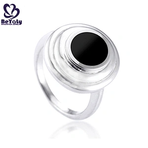 Black ceramic hiphop vintage jewelry silver meditation ring