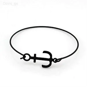 Black color simple design anchor bracelet for men