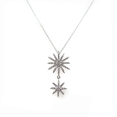 Fashion Star Sun Shape Silver Chain Cz Love And Peace Necklace Couple