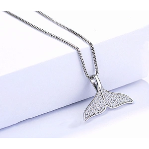 S925 sterling silver beauty mermaid tail pendant, micro setting fashionable pendant