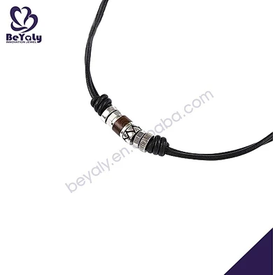 Fashion boutique for men black leather cord necklace