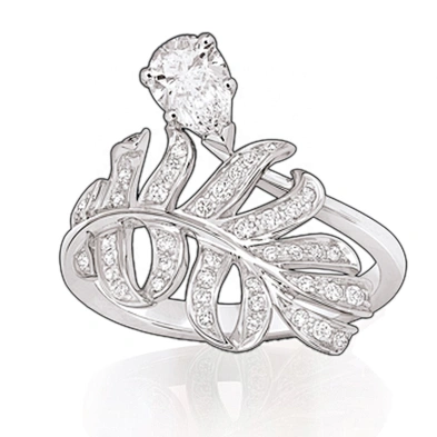Shiny gemstone leaf adjustable 925 silver ring wholesale