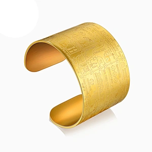 Wholesale Friendship Gold Plated Engrave Titanium Bracelet Bangles Men