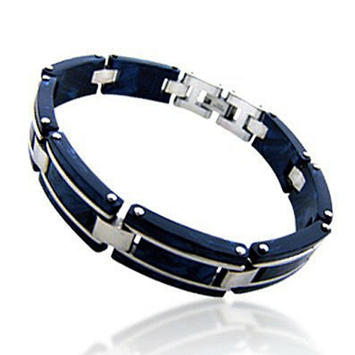 Deep blue tone men innovation buckle indian bangle set