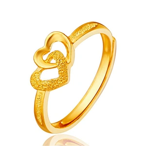 Gold plated finger ring jewellery design for women heart with price