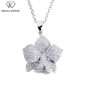 Blooming flower 925 sterling silver micro pave hiphop jewelry