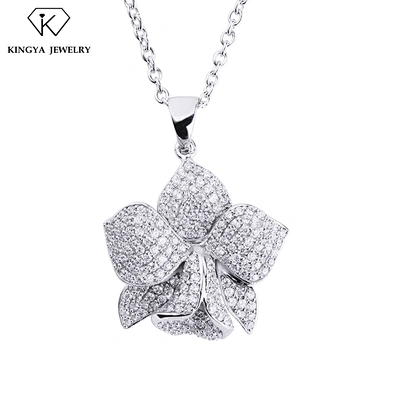 Blooming flower 925 sterling silver micro pave hiphop jewelry