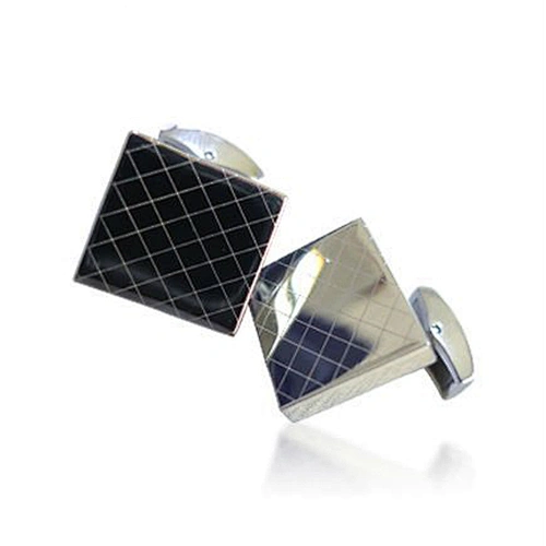 Black mesh design shiny daily life star and moon cufflink