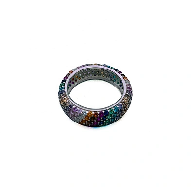 Ingenious female lovely full filled 14 colors stone silver wedding ring