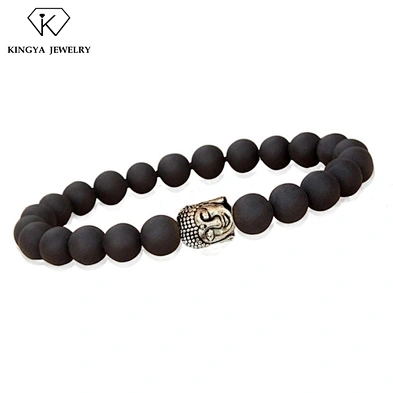 Wholesale custom men jewellery stretch bead bracelet stone