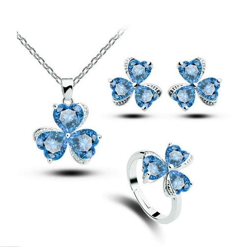 Colored rhinestone crystal fashion jewelry set made in china wholesale
