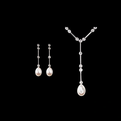 Fashion simple pearl necklace silver bridal jewellery sets