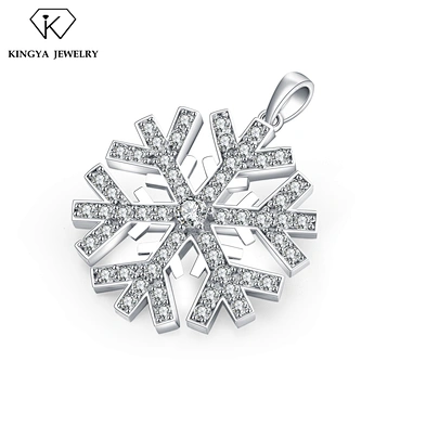 Wholesale Fine 925 Silver Rhodium Plated Jewelry Snowflake Charm Pendant