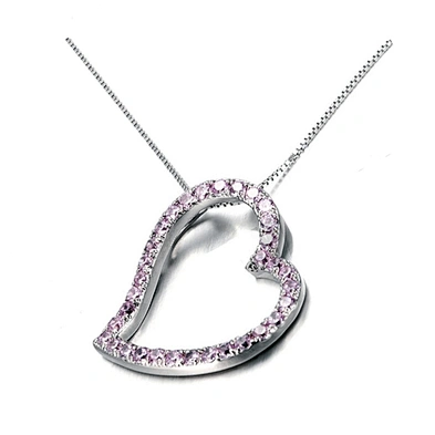 Couple Love Jewelry Necklace Silver Stone Heart Shaped Pendant Charm