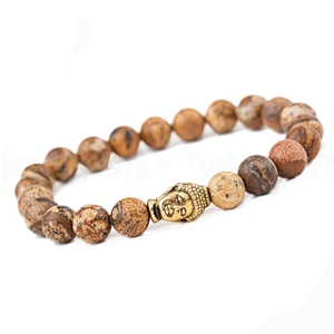Simple style wooden beads chain design silver slide bracelet