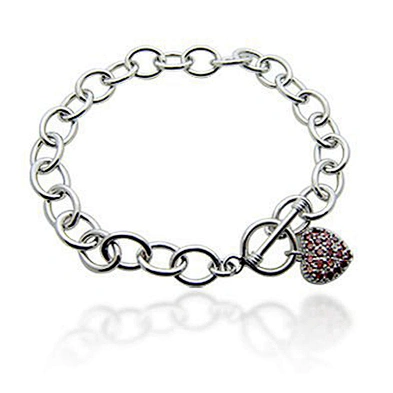 Girls luxury cz heart silver 925 charm bracelets