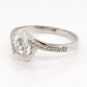 Simple design silver aaa cz moissanite ring