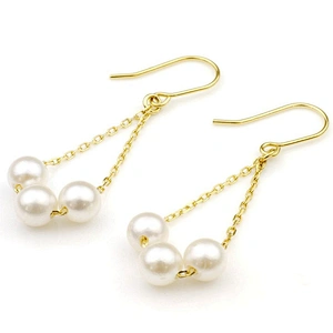 Gold plated jewelry dubai real freshwater pearl earring with chain