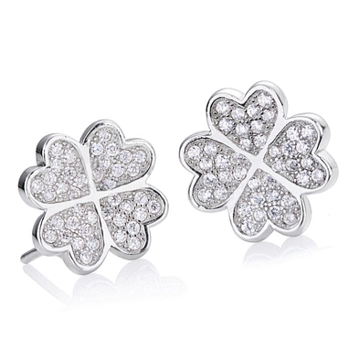 White Gold Plating Silver Jewelry Leaf Clover Design Earrings For Women