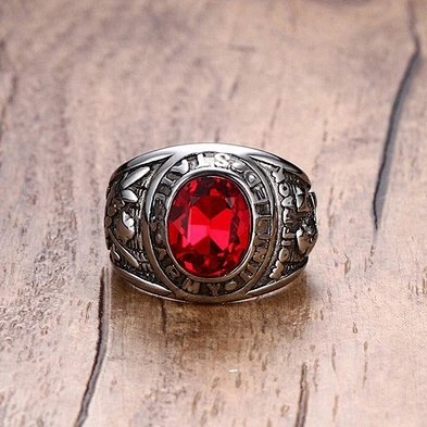 High quality red stone usssa baseball championship rings