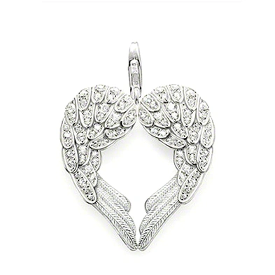 925 silver jewelry fashion cubic stone heart angel wings charm