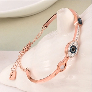 Natural stone blue eye bracelet 18k, stainless steel cord bracelet