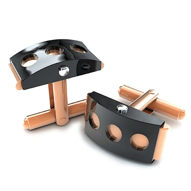 Luxurious rectangle black shell metal golden cufflink for men