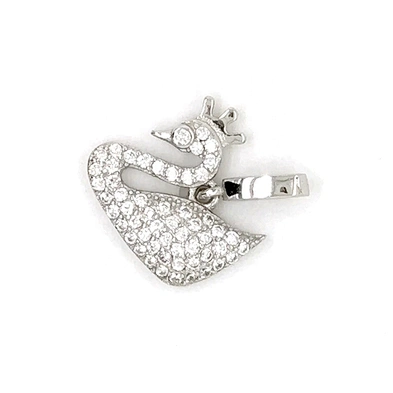 Swan Charm Sterling Silver, White Gold Swan Pendant Necklace, Diamond Swan Necklace Set