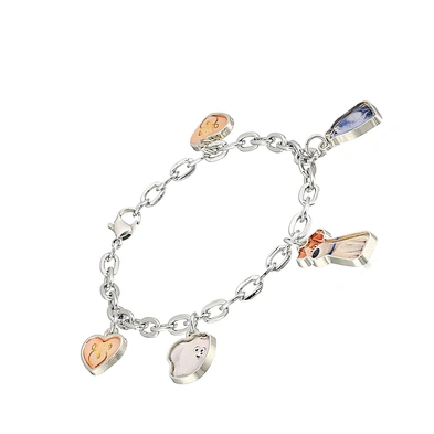 Thin chain design silver heart drop bracelet with words