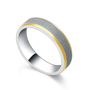 Custom design grey band golden rim stainless steel rings