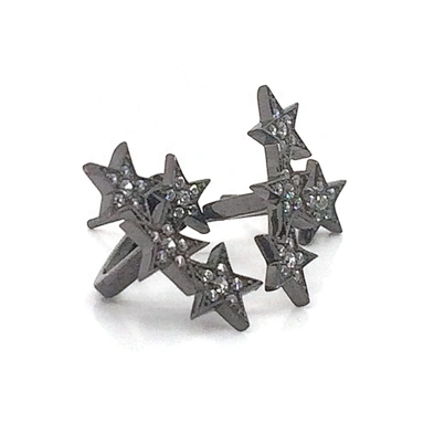Shiny star cz design silver 925 logo studded cute earrings
