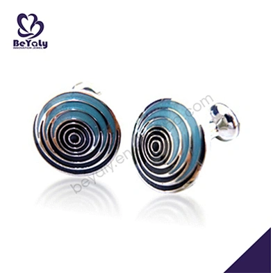 Boutique blue circles round brand name cufflinks