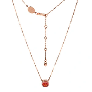 Graceful popular silver square pink crystal female favor ruby pendant necklace