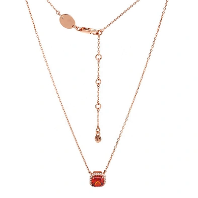 Graceful popular silver square pink crystal female favor ruby pendant necklace