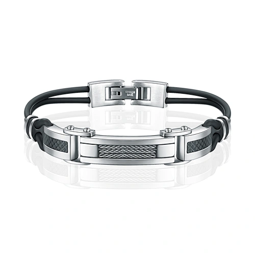 High quality black nylon rope stainless steel cable bracelet