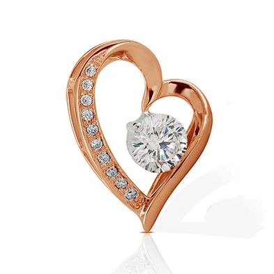 Hollow asymmetric design heart shaped aaa cz pendant
