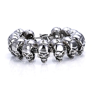 European and American punk men sewing skull titanium stainless steel bracelet hiphop