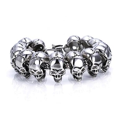 European and American punk men sewing skull titanium stainless steel bracelet hiphop