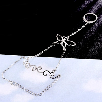 Butterfly flying blossom women silver equilibrium bracelet
