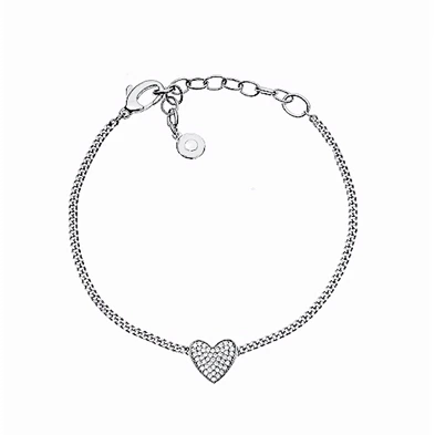 Girls luxury cz heart silver 925 charm bracelets