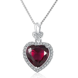 Cheap cz silver simple heart green zircon mom necklace